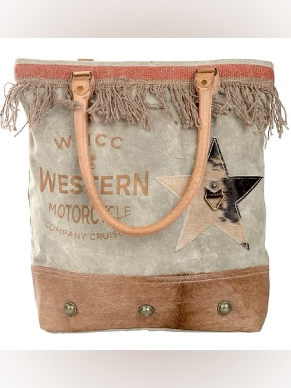 CLEA RAY SKU: 55557
WMCC Western Motorcycle Messenger Bag With Cowhide Star NWT